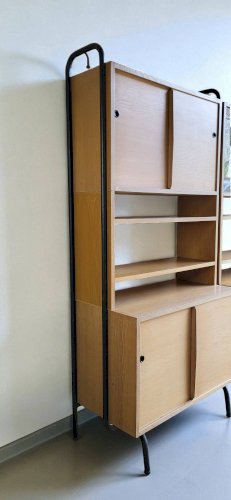 Bibliothèque étagère Robert Charroy pour Mobilor 1950s