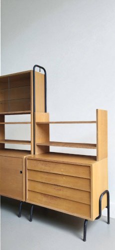 Bibliothèque étagère Robert Charroy pour Mobilor 1950s