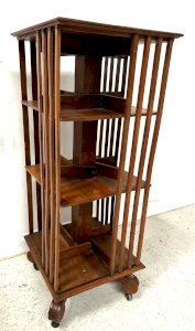 Bibliothèque Tournante En Acajou A Plateau Marqueté XX Siècle