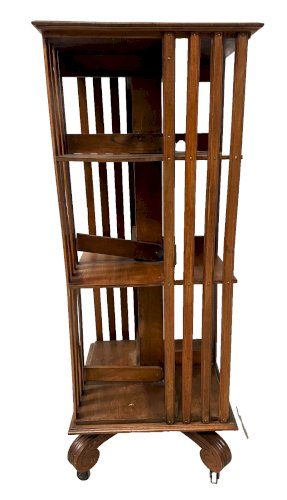 Bibliothèque Tournante En Acajou A Plateau Marqueté XX Siècle