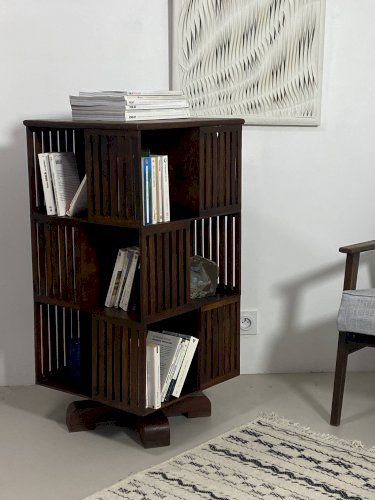 Bibliothèque tournante en acajou