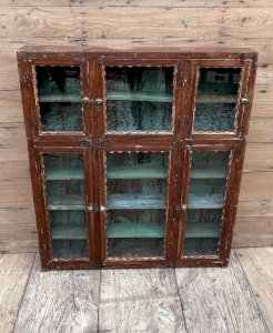 bibliothèque vitrée en teck birman