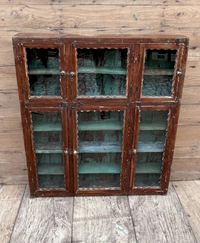 bibliothèque vitrée en teck birman