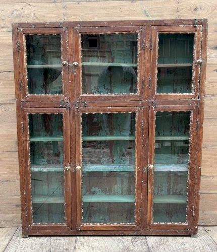 bibliothèque vitrée en teck birman