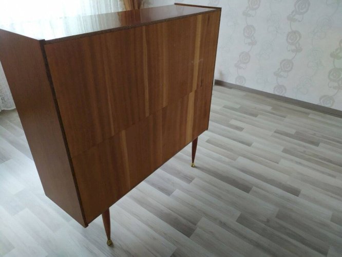 Bibliothèque vitrine bar en bois 1970