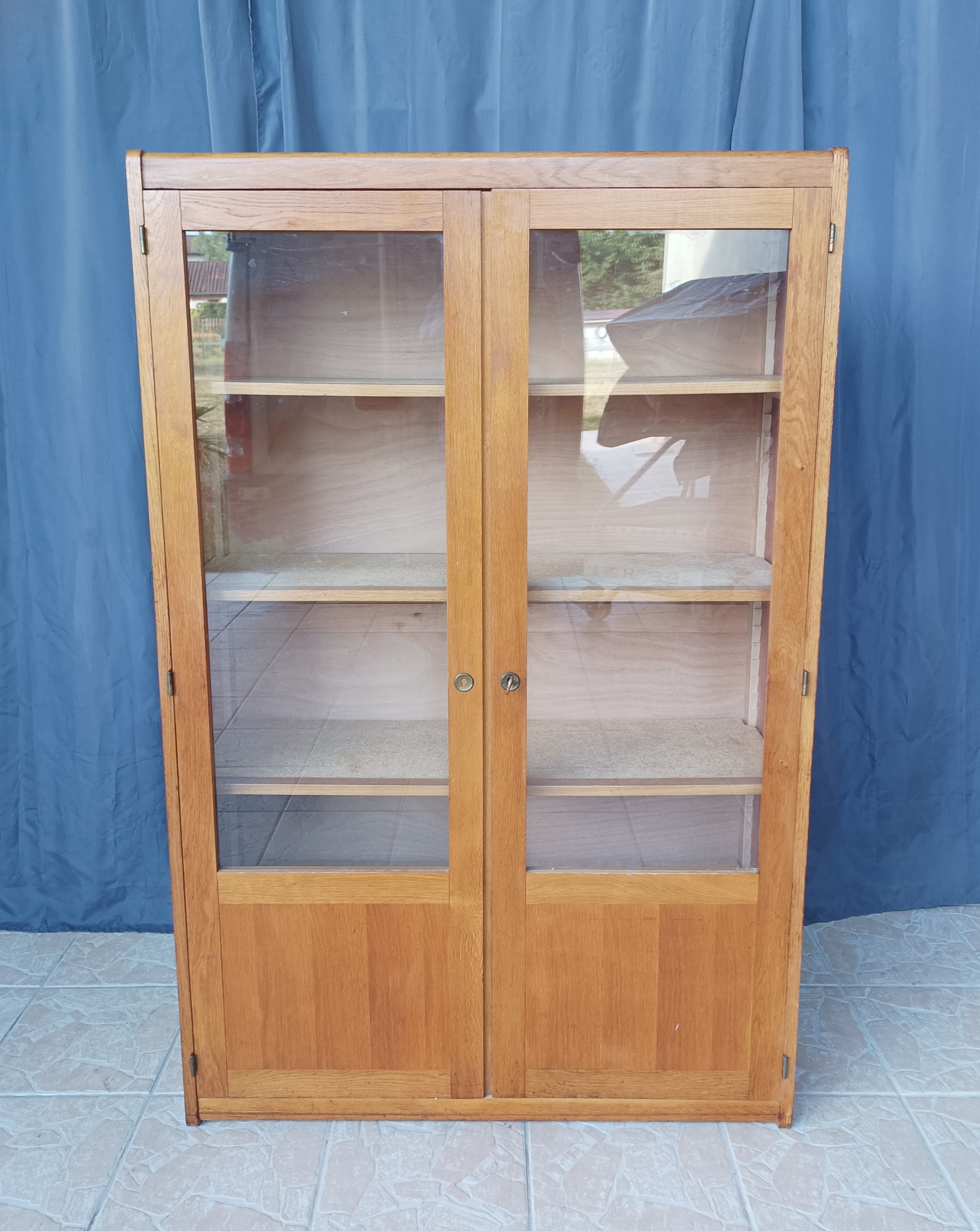 Bibliothèque vitrine vintage en chêne clair Naturel Bois/Verre - Vendu