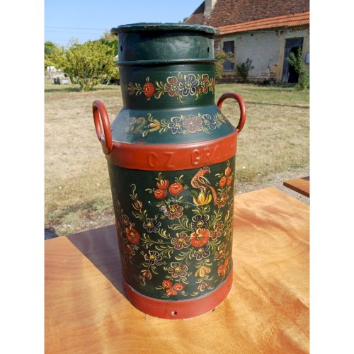 Bidon de Lait Métal Peint décor Savoyard