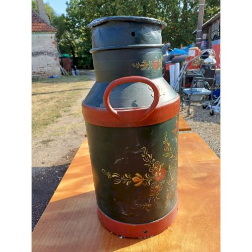 Bidon de Lait Métal Peint décor Savoyard
