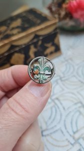 antique flowing jewel passing from a silver fleur-de-lis necklace