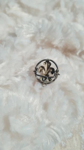 Bijou ancien coulant passant de collier fleur de lys en argent
