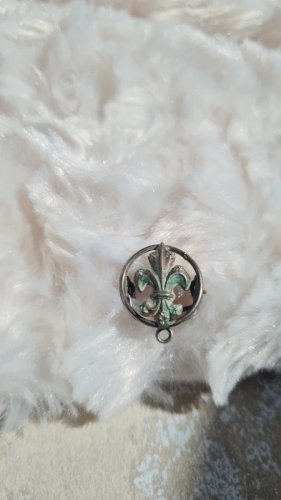 Bijou ancien coulant passant de collier fleur de lys en argent