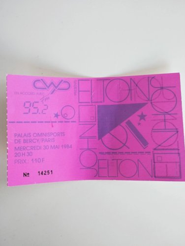 Billet de concert d'Elton John au Palais Omnisport de Bercy/ Paris le 30 mai 1984   
