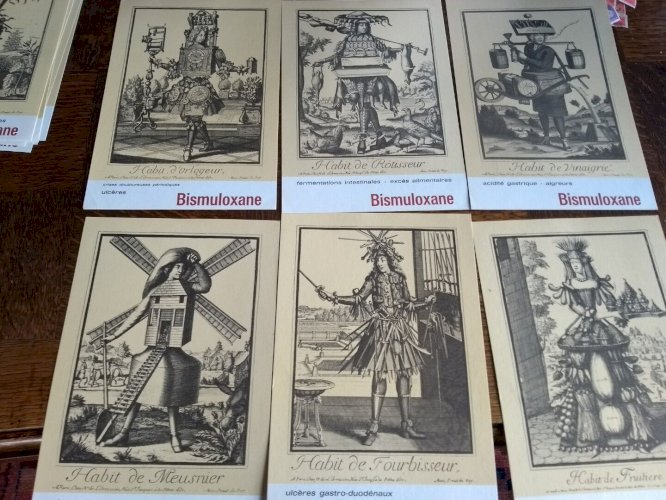 BISMULOXANE-  12 reproduction gravure LES METIERS (Larmessin) : serie complete