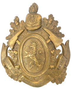 Coat of arms crowned with a brass lion, 20th century