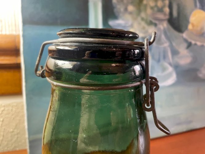 Bocal ancien La Lorraine 1 Litre verre bullé