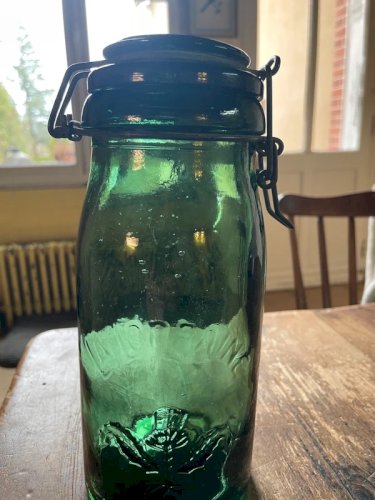 Bocal ancien La Lorraine 1 Litre verre bullé