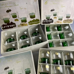 Box of 6 LUMINARC glasses model VIGNE vintage green base, 3 sizes to choose from.