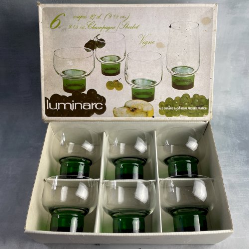 Boite 6 verres LUMINARC modèle VIGNE vintage base verte 3 tailles au choix
