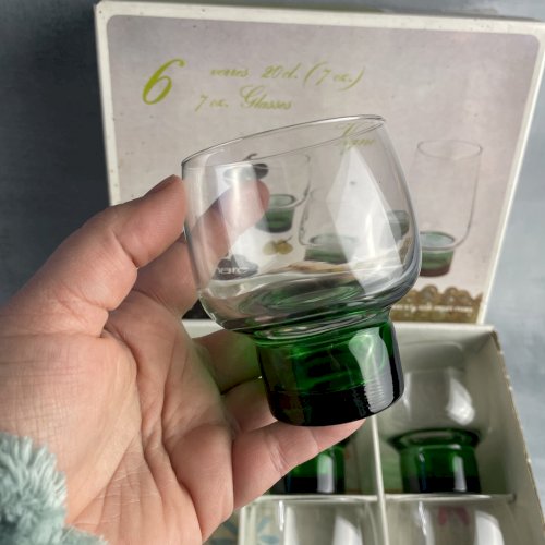 Boite 6 verres LUMINARC modèle VIGNE vintage base verte 3 tailles au choix