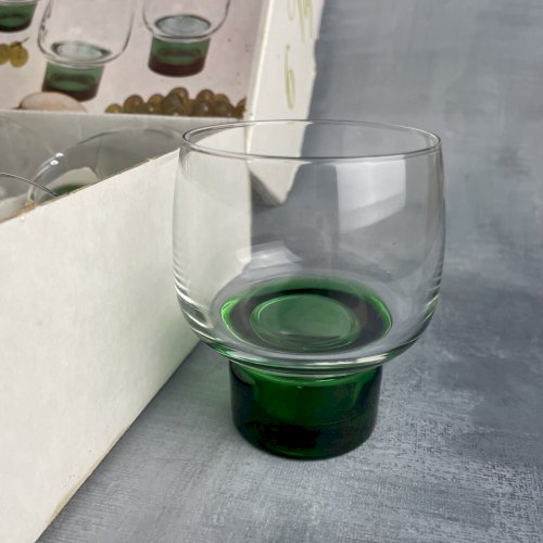 Boite 6 verres LUMINARC modèle VIGNE vintage base verte 3 tailles au choix