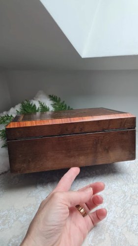 Boite a bijoux ancienne Napoléon III en bois et capitonnée