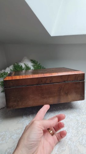 Boite a bijoux ancienne Napoléon III en bois et capitonnée