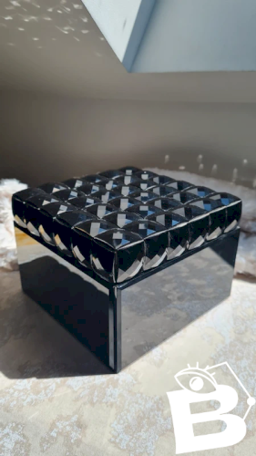 Boite à bijoux carré Diamant noir en verre et acrylique