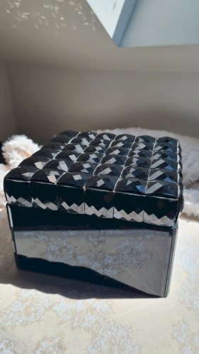 Boite à bijoux carré Diamant noir en verre et acrylique