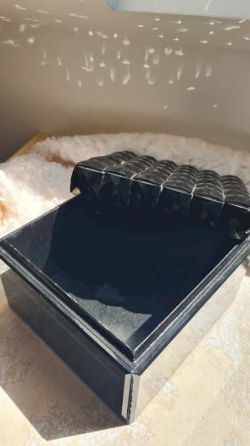 Boite à bijoux carré Diamant noir en verre et acrylique