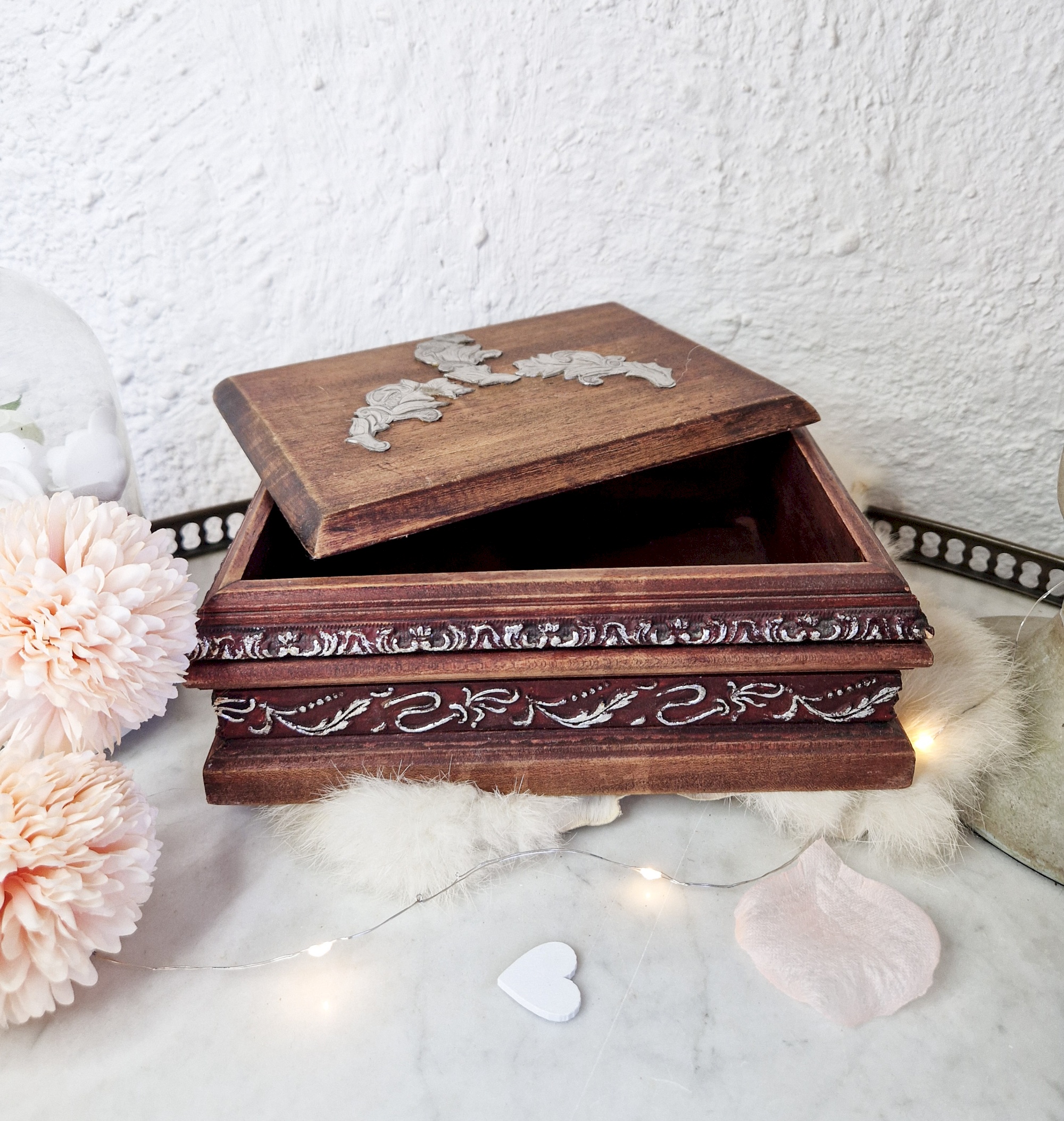 Boîte à Bijoux En Bois Vintage – Occasion