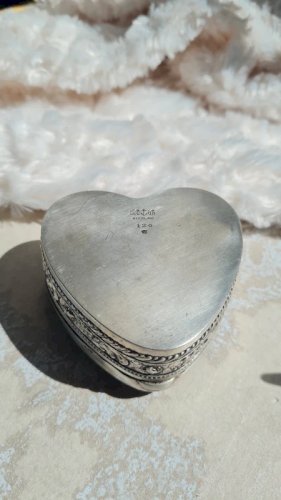 Boite a bijoux cœur en argent poinçons - 1900