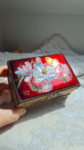 Boîte à bijoux Émaillée Limoges signée Paul.Rairat