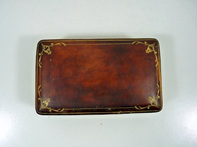 Brown leather jewelry box with fine gold trim Made in Italy