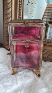 Jewelry box and Napoleon III display case for antique pocket watch.