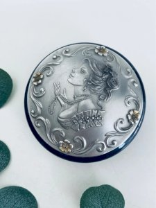 Boite a bijoux Limoges et Etains du Prince vintage bleu cobalt