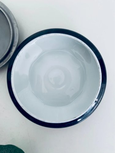 Boite a bijoux Limoges et Etains du Prince vintage bleu cobalt