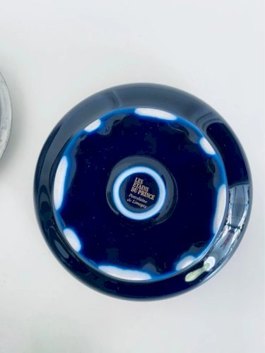 Boite a bijoux Limoges et Etains du Prince vintage bleu cobalt