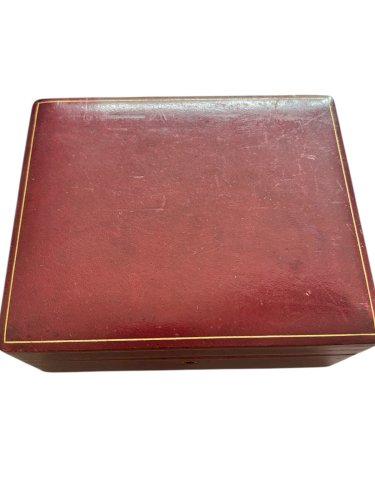 Boîte à bijoux T Anthony cuir bordeaux vintage luxe Italie clé velours New York