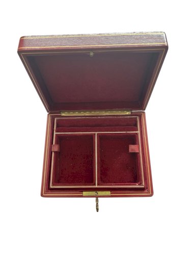 Boîte à bijoux T Anthony cuir bordeaux vintage luxe Italie clé velours New York