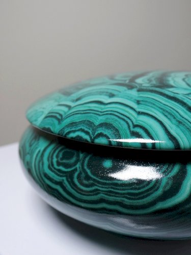 Boite à bijoux/bonbonnière porcelaine Limoges Apilco Deshoulière façon Malachite