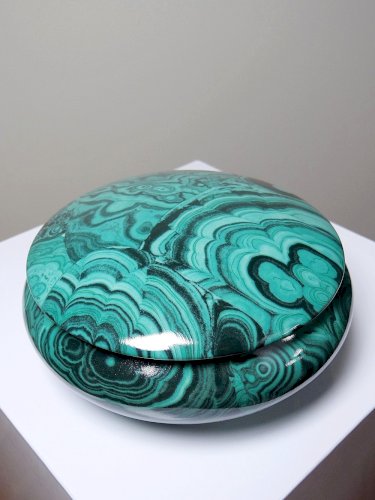 Boite à bijoux/bonbonnière porcelaine Limoges Apilco Deshoulière façon Malachite