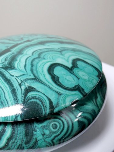Boite à bijoux/bonbonnière porcelaine Limoges Apilco Deshoulière façon Malachite