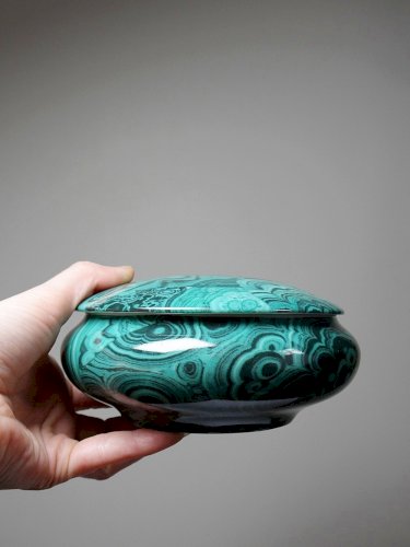 Boite à bijoux/bonbonnière porcelaine Limoges Apilco Deshoulière façon Malachite
