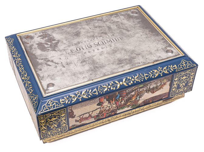 Boîte à biscuits en fer blanc par Otto Schmidt