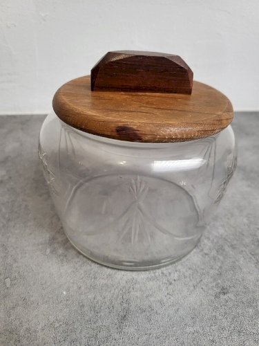 BOITE A BONBONS BISCUITS OU SUCRIER EN VERRE DECOR D'ETOILES