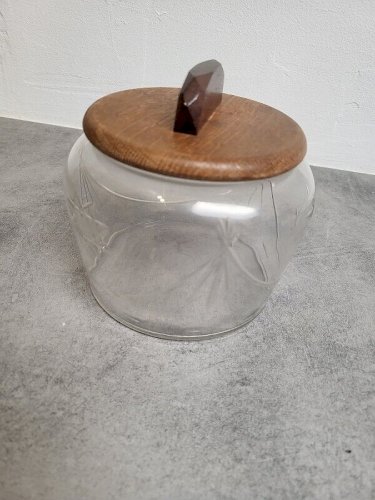 BOITE A BONBONS BISCUITS OU SUCRIER EN VERRE DECOR D'ETOILES