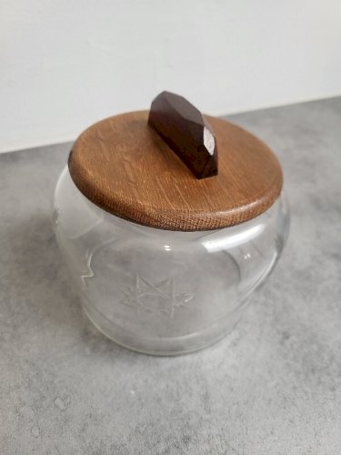 BOITE A BONBONS BISCUITS OU SUCRIER EN VERRE DECOR D'ETOILES