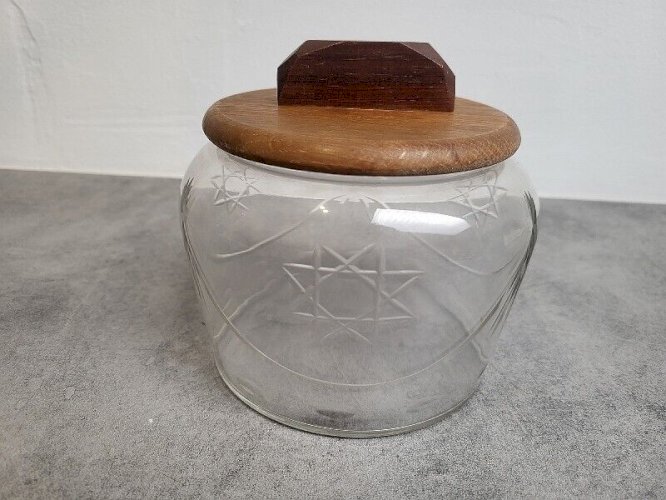 BOITE A BONBONS BISCUITS OU SUCRIER EN VERRE DECOR D'ETOILES