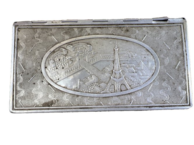 Boîte à cigarettes LA SIRA Makowsky – Aluminium – Tour Eiffel – Vintage