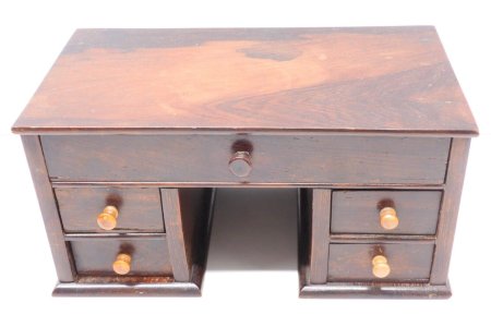 -BOITE A CRAYONS forme PETIT BUREAU XIXe 5 tiroirs bois précieux PLUMIER déco  D